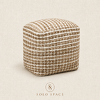 Ivory Stripe Pouf