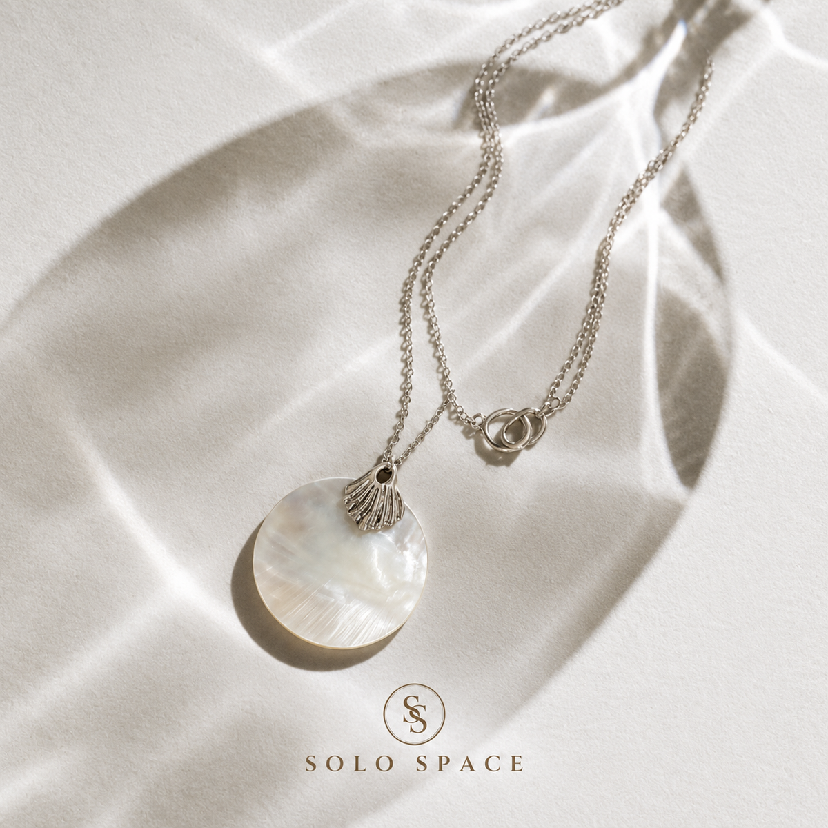 Mother-of-Pearl Disc Pendant Necklace