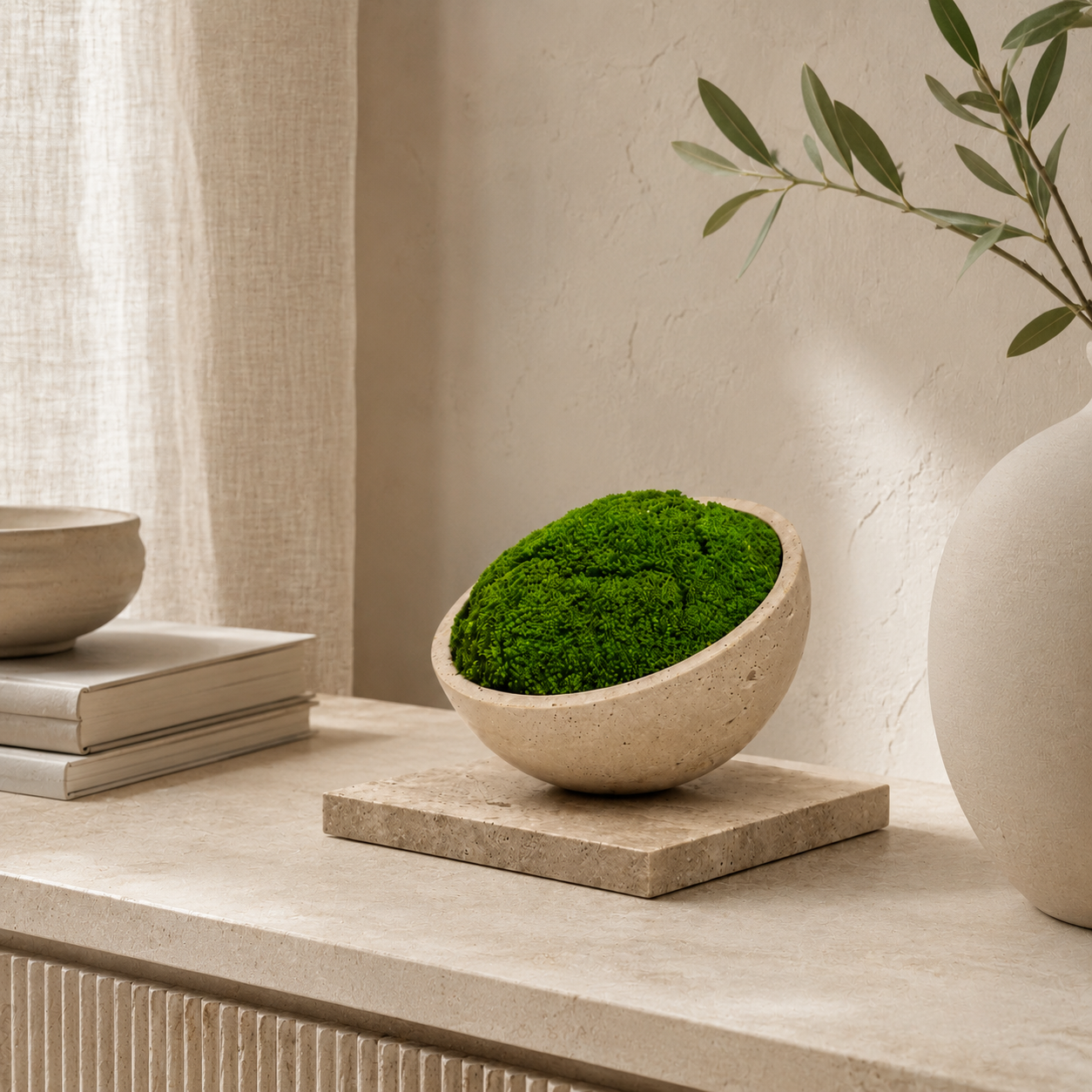 Travertine Eternal Moss Bowl