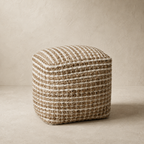 Ivory Stripe Pouf