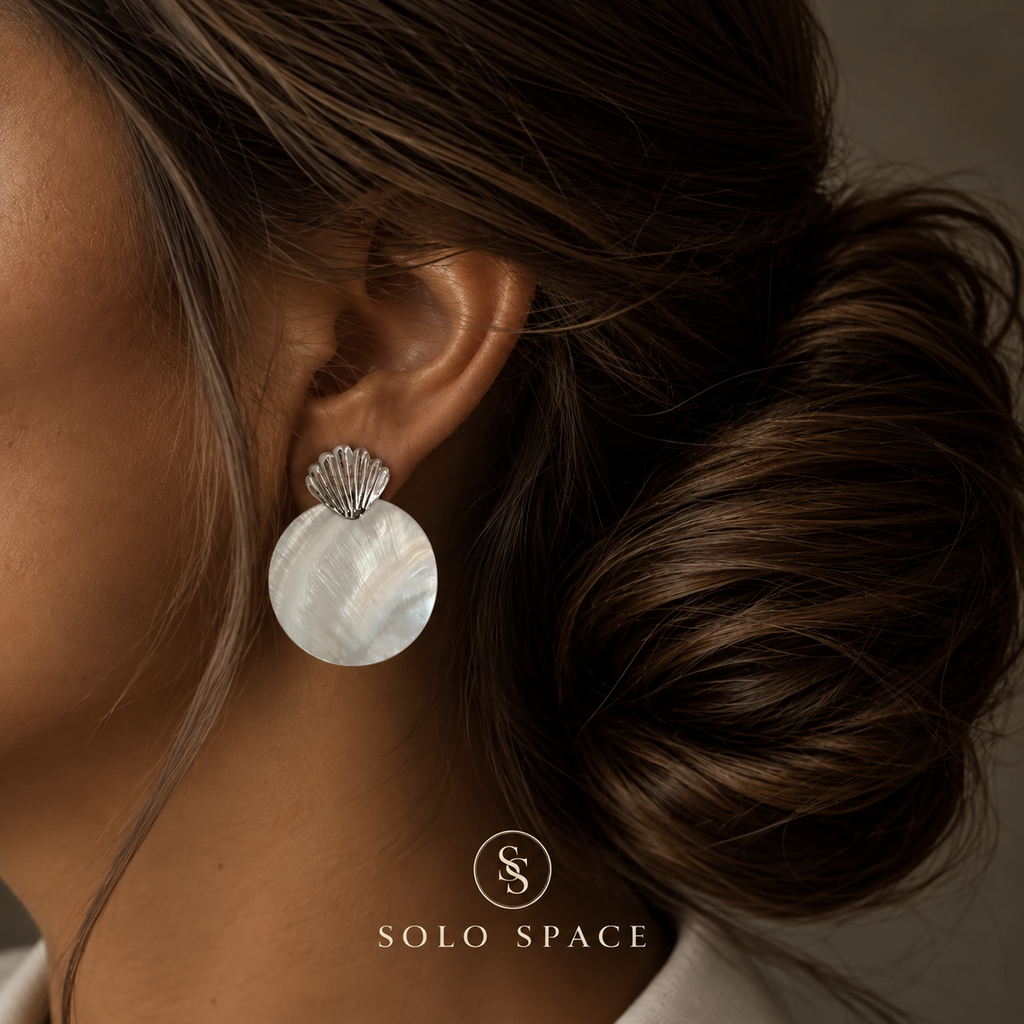 Mother-of-Pearl Shell Disc Earrings
