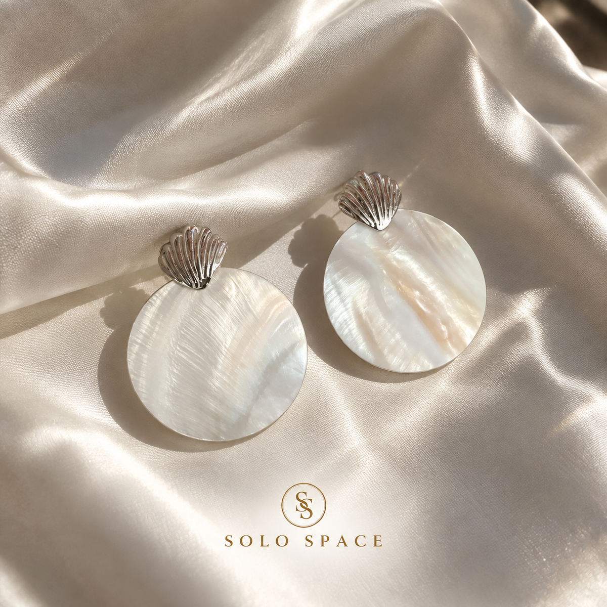 Mother-of-Pearl Shell Disc Earrings